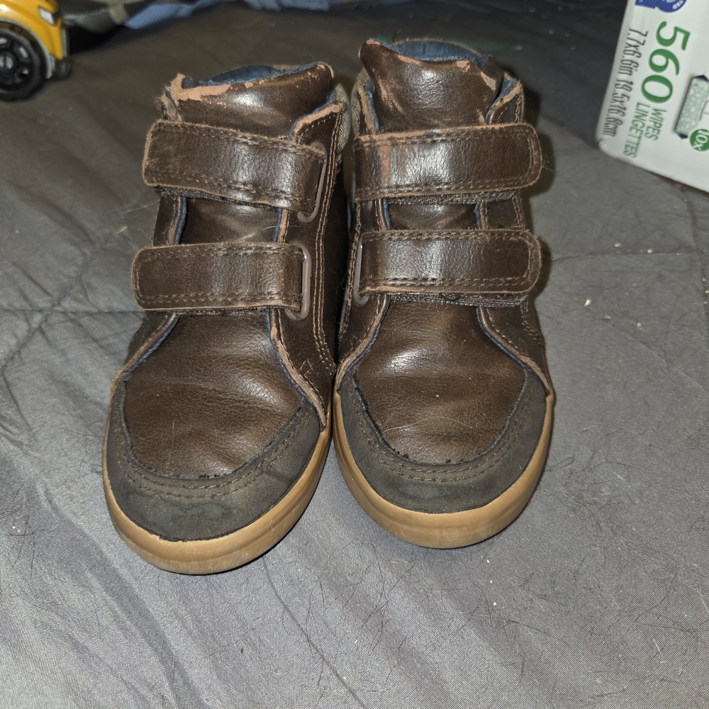 Brown Kids Shoes with Velcro Straps